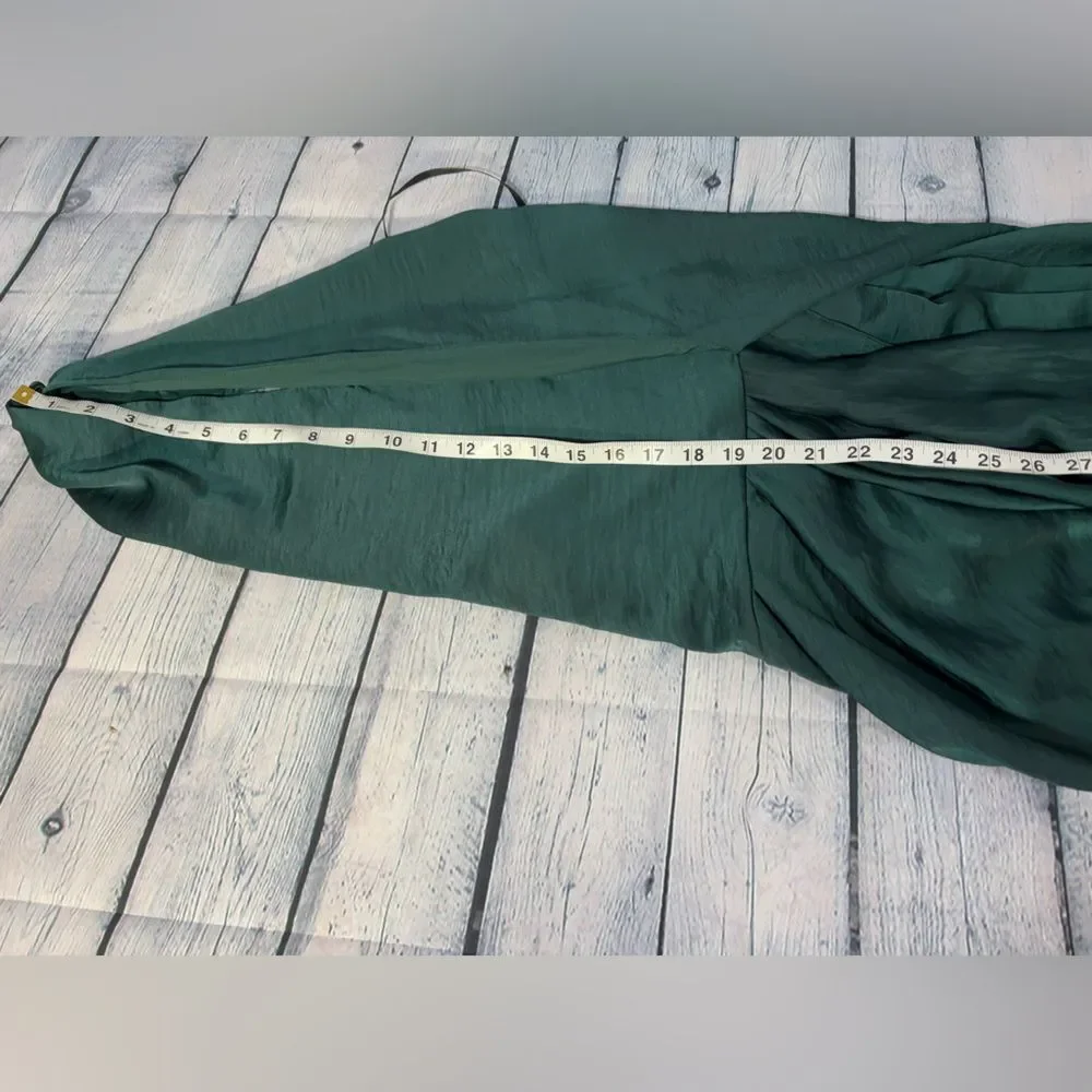 NWT ASOS Forest Green Satin Twill Halter Drape Neck Holiday Festive Mini Dress 2